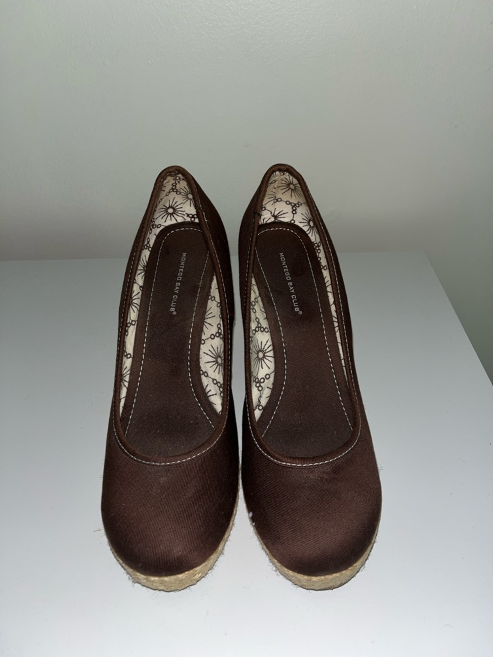 Montego Bay Club Brown Espadrille Wedge Pumps